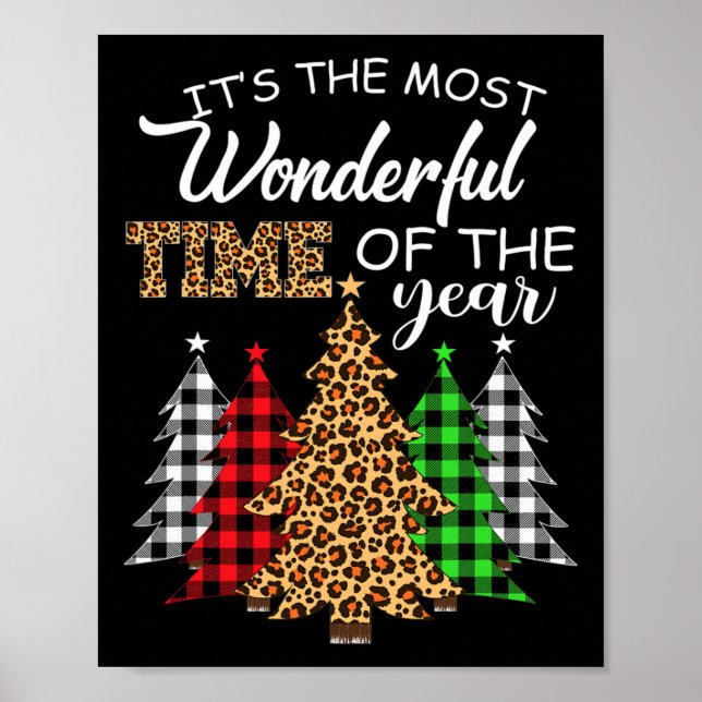 Póster Navidades Squad Leopard Plaid Xmas Tree Family Mat (Frente)