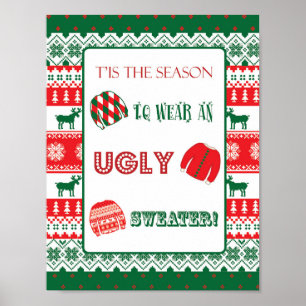 Póster Navidades - Suéter feo - Tacky - Rótulo
