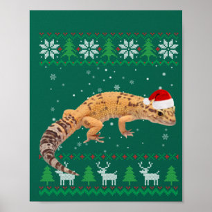 Póster Navidades suéteres feos Animales Santa Leopard Gec