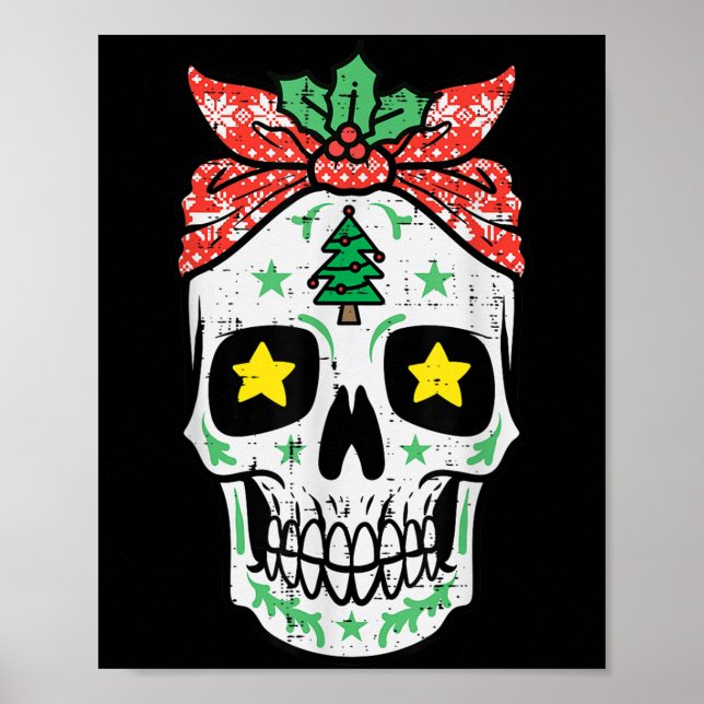 Póster Navidades Sugar Skull Bandana Xmas Mujeres Mexican (Frente)