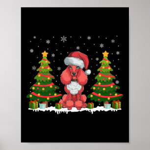 Póster Navidades Sw de Noches Tree Lights Poodle Dog Sant