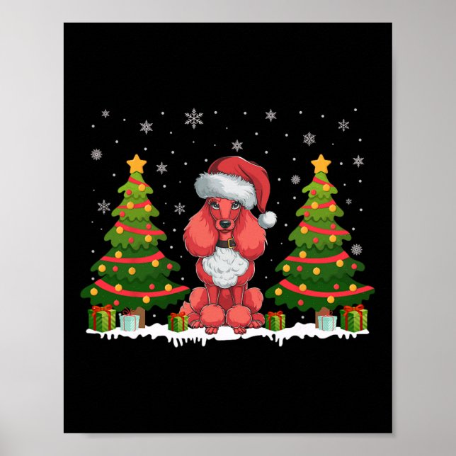 Póster Navidades Sw de Noches Tree Lights Poodle Dog Sant (Frente)