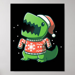 Póster Navidades T-Rex divertidos Dinosaurio Ugly Saurus