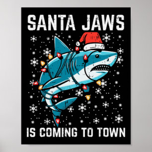 Póster Navidades Tiburón Santa Jaws Navidad Hombres Niños