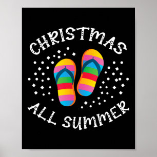 Póster Navidades Todos Verano Santa Beach Flip Flops Vera