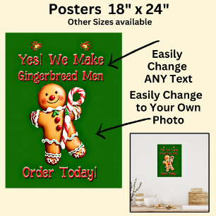 Póster Navidades totalmente editables Gingerbread Men