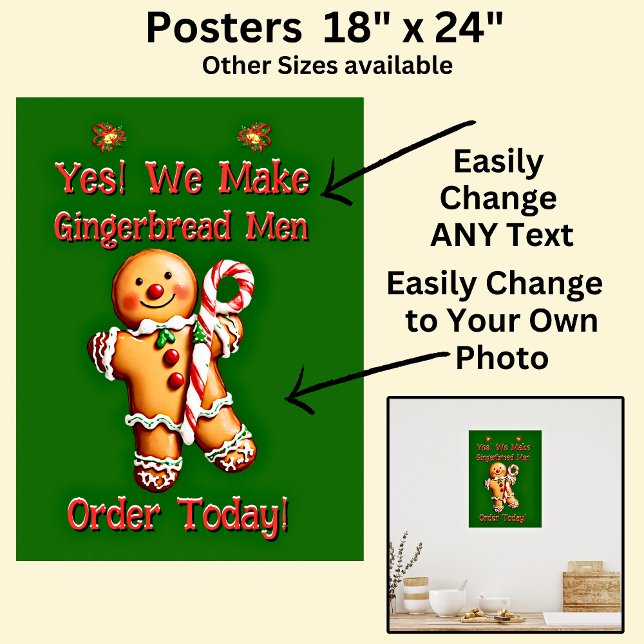 Póster Navidades totalmente editables Gingerbread Men (Subido por el creador)