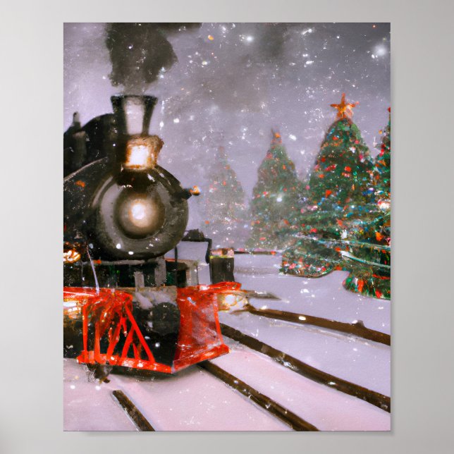 Póster Navidades/Tren invernal en la nieve (Frente)