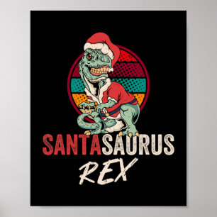 Póster Navidades Trex Shirt Santasaurus Rex Dinosaur Xmas