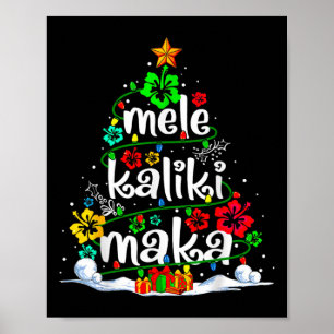 Póster Navidades tropicales de Mele Kalikimaka Santa Hawa