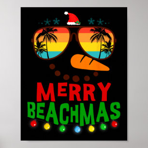Póster Navidades tropicales de Merry Beachmas Hawaii Snow