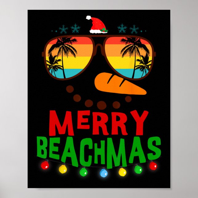 Póster Navidades tropicales de Merry Beachmas Hawaii Snow (Frente)