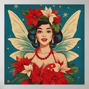 Póster Navidades tropicales retro años 50 Pin-Up Beauty Q