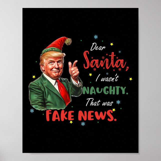 Póster Navidades Trump Queridos Santa Fake News Divertida (Frente)