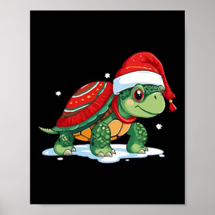 Póster Navidades Turtle Santa Sea Turtle Beach Lover Ocea