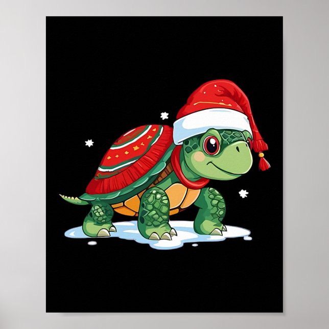 Póster Navidades Turtle Santa Sea Turtle Beach Lover Ocea (Frente)
