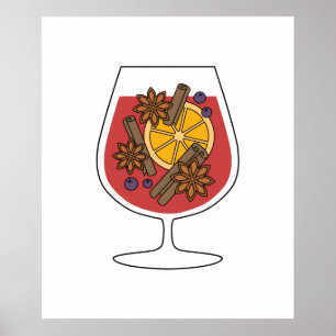Póster Navidades vacaciones vino tinto molido caliente be