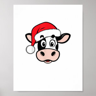 Póster Navidades Vacas Santa Cute Chicas De Noche De Noch