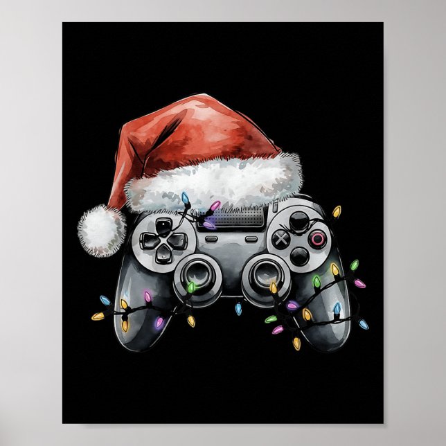 Póster Navidades Video Gamer Controller Xmas Gaming Men B (Frente)