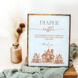 Póster Navidades Village Winter Baby Shower Diaper Raffle