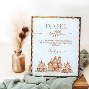 Póster Navidades Village Winter Baby Shower Diaper Raffle