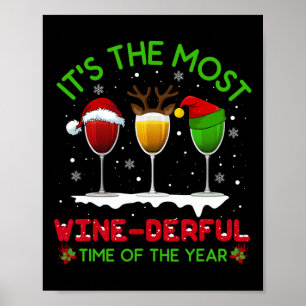 Póster Navidades Vino Xmas Alcohol Pajama Pj Tops Para Mu