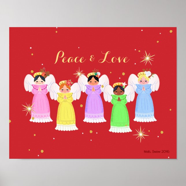 Póster Navidades Vintage Angels Art Print (Frente)