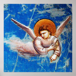 PÓSTER NAVIDADES VOLADORES ANGEL EN CIELO AZUL