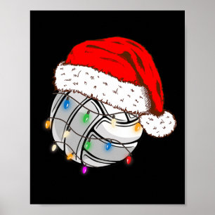 Póster Navidades Voleibol Ball Santa Hat Funny Sport Xm