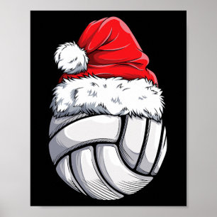 Póster Navidades Voleibol Ball Santa Hat Funny Sport Xm