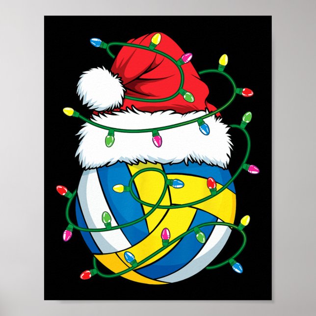 Póster Navidades Voleibol Santa Hat Chicas Xmas Lig (Frente)