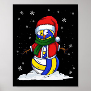 Póster Navidades Voleibol Snowman Navidad Voleibol deport
