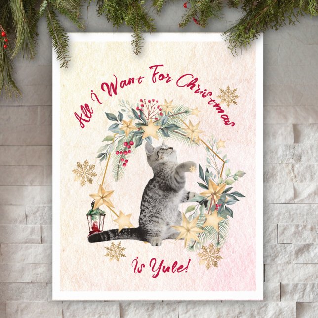 Póster Navideño de Gato Tabby Antiguo Corona Navid (Subido por el creador)