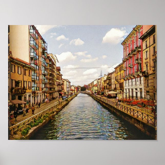 Póster Navigli Canal Milano (Frente)