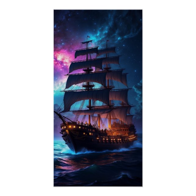 Póster Navio pirata navegando (Anverso)
