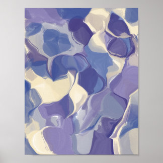 Póster Navy Blue and Cream Abstract Organic Shapes Modern