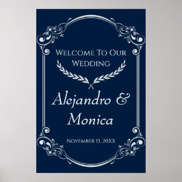 Póster Navy Blue and Gray Modern Welcome Poster 1 of 3