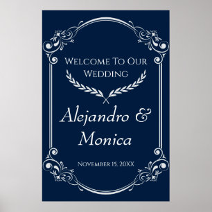 Póster Navy Blue and Gray Modern Welcome Poster 1 of 3
