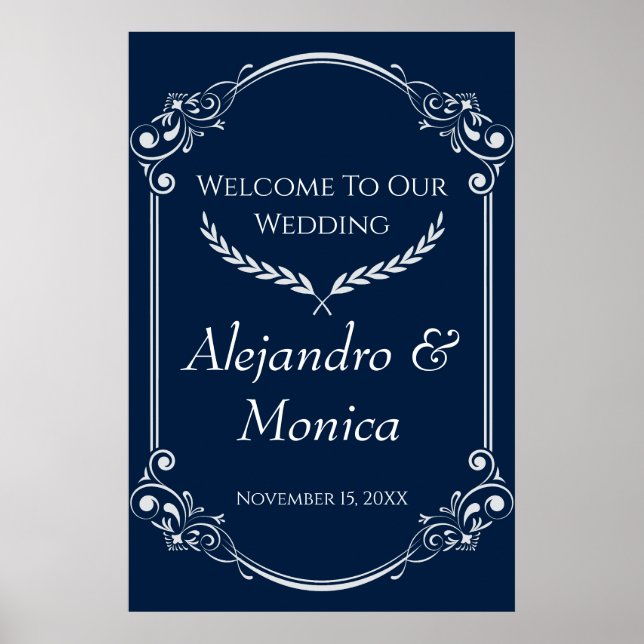 Póster Navy Blue and Gray Modern Welcome Poster 1 of 3 (Frente)