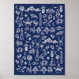 Póster Navy Blue Charleston Toile Mini