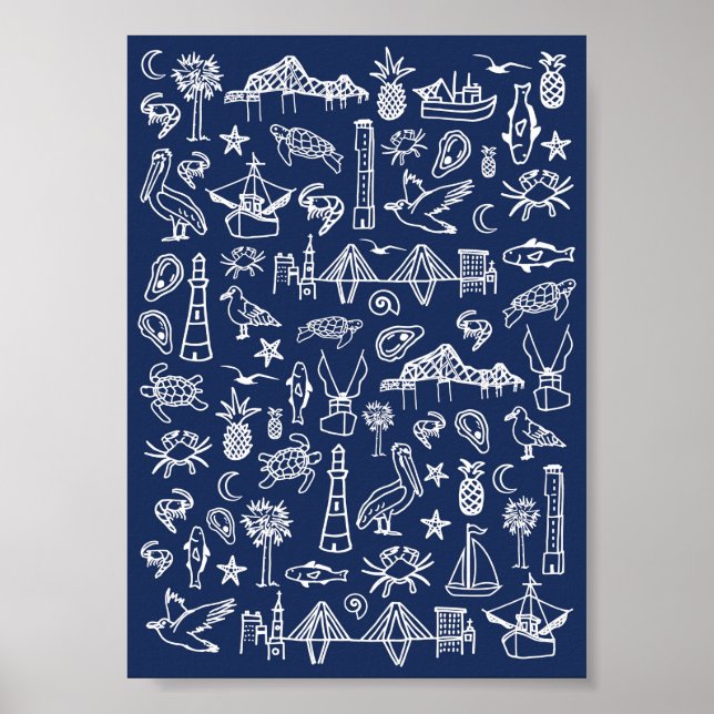 Póster Navy Blue Charleston Toile Mini (Frente)