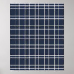 Póster Navy Blue Gingham