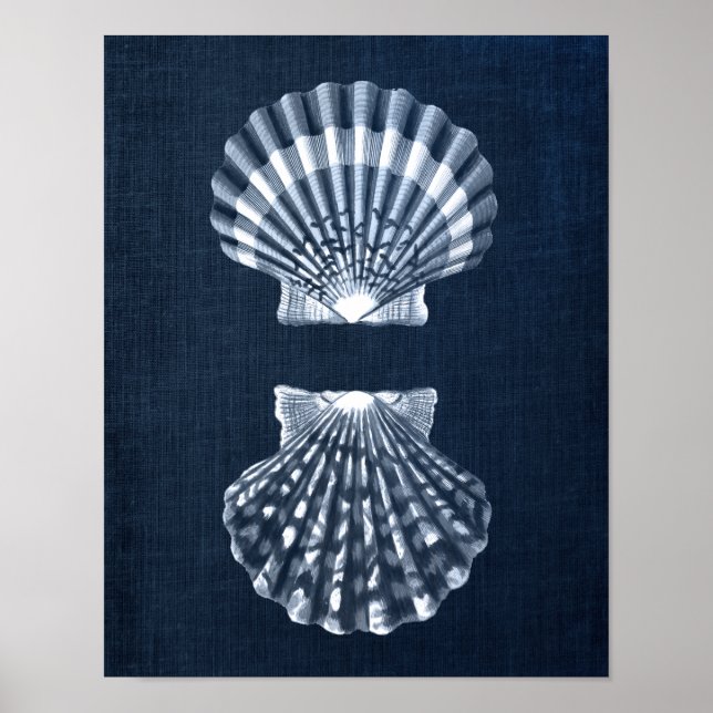 Póster Navy Blue Seashell Print no. 9 Beach Wall Decor (Frente)