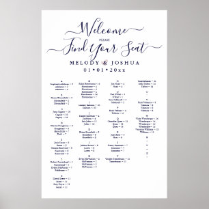 PÓSTER NAVY BLUE SEATING CHART, ALFABÉTICO