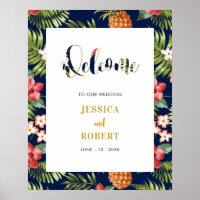 Navy & Gold | Letrero de Bienvenida para Boda Trop