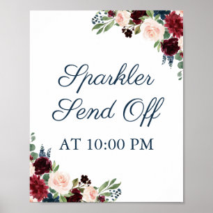 Póster Navy Marsala Floral Sparkler despide a Poster de R