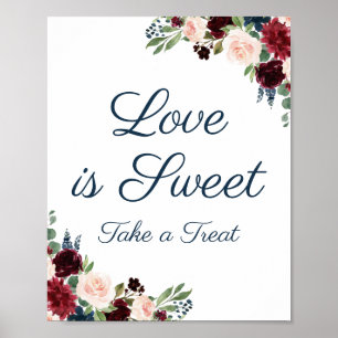 Póster Navy y Marsala Floral Love es un Poster de Rótulo