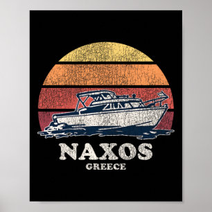 Póster Naxos Grecia Embarcaciones Vintage 70s Diseño de B