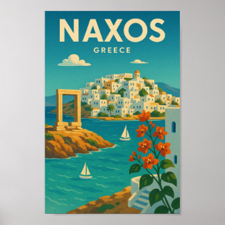 Póster Naxos Grecia vibrante