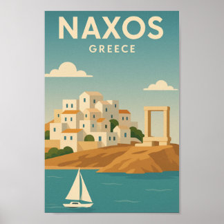 Póster Naxos Grecia Vibrante minimalista